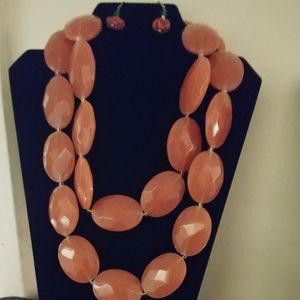 3 Piece Jewelry Set Pink Fashion Beads 2 Earring